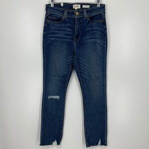 JAEN Halle RCB High Rise Distressed Raw Hem Skinny Jeans Medium Wash Blue 29